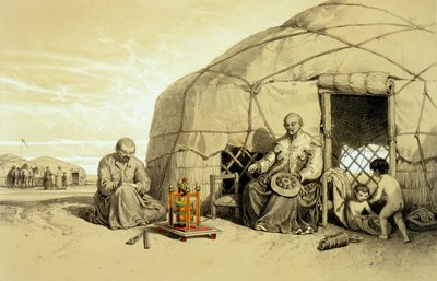 Dua Çarkı ile Kalmuklar, Sibirya, Xavier Hommaire de Hell tarafından 