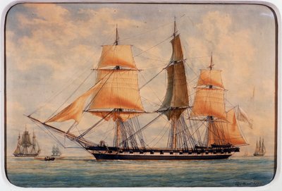 Corvette La Favorita, suluboya, Francois Roux (1811-1882), Fransa by Francois Geoffroy Roux
