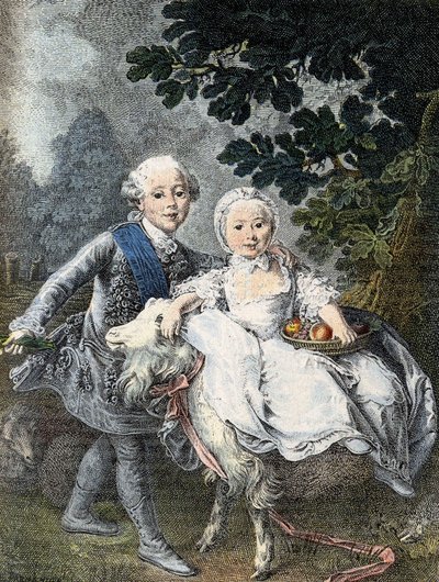 Artois Kontu çocuğu (gelecekteki Kral Charles X) (1757-1836) ve kız kardeşi Marie Clotilde Xavière (gelecekteki Sardunya Kraliçesi) (1759-1802) - 1764