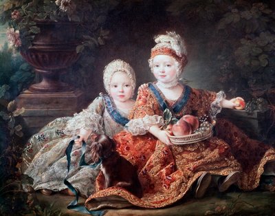 Berry Dükü (daha sonra Louis XVI) ve Provence Kontu (daha sonra Louis XVIII) çocukken by Francois Hubert Drouais