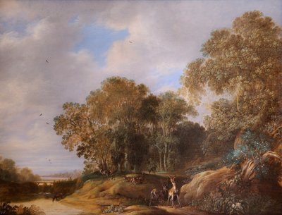 Geyikli Manzara (meşe panel üzerine yağlıboya) by Francois Knibbergen