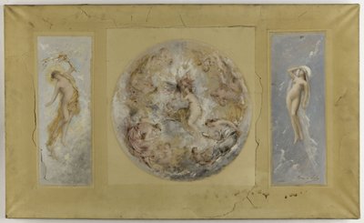 Pantin belediye binası için eskiz: Amour et Psyché - Le jour et la nuit, 1886 (guaj üzerine yağlıboya, tuval üzerine kağıt) by Francois Lafon