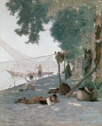 Ağlar ve balıkçılar by Francois Louis David Bocion