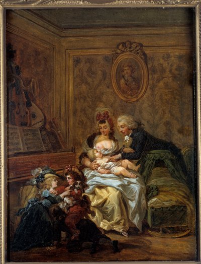 Mutlu aile. Francois Louis Joseph Watteau tarafından yapılan resim Watteau de Lille (1758-1823) dedi by Francois Louis Joseph Watteau