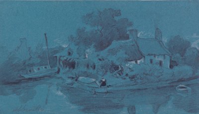 Abbeville (mavi kağıt üzerinde grafit, gri yıkama, siyah mürekkep ve gövde rengi) by Francois Louis Thomas Francia