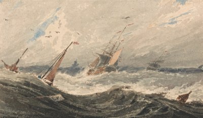 Fırtınalı Denizde Tekneler by Francois Louis Thomas Francia