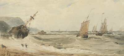 Boulogne Limanı (grafit üzeri wc ve kağıt üzeri gövde rengi) by Francois Louis Thomas Francia
