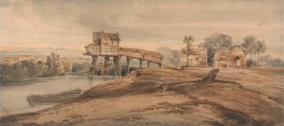 Charenton'daki Köprünün Üstündeki Su Değirmeni by Francois Louis Thomas Francia