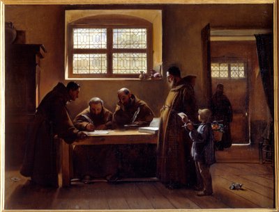 Capuchinler bir yazıyı yeniden yazıyorlar Resim Francois Marius Granet tarafından by Francois Marius Granet