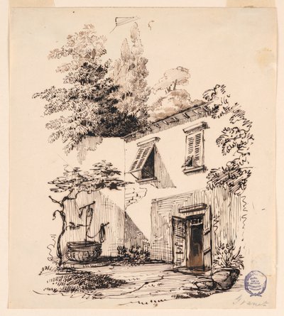 Bir evin avlusu by Francois Marius Granet