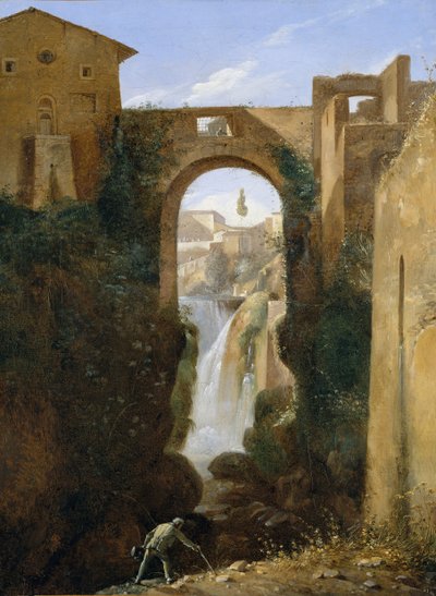 Ponte San Rocco ve Şelaleler, Tivoli, yak. 1810-20. by Francois Marius Granet