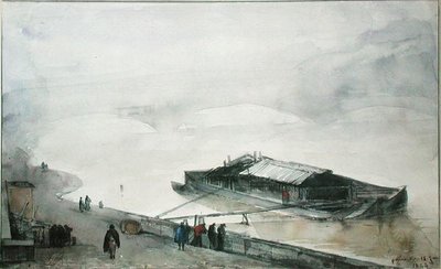 Seine, 1843 (kağıt üzerinde wc) by Francois Marius Granet