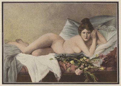 Bir sevgiliden solmuş çiçekler (renkli lito) by Francois Maurice Lard