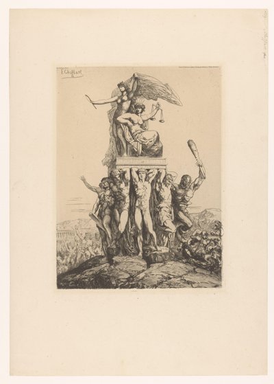 Justitia ve Hakikat Le Triomphe de la Justice et de la Verité ile alegorik temsil by Francois Nicolas Chifflart