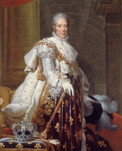 Charles X'in kutsal kostümlü portresi, 1825 dolayları (tuval üzerine yağlı boya) by Francois Pascal Simon (studio of) Gerard