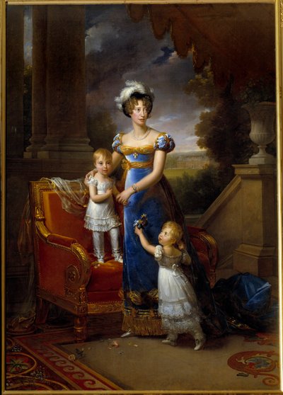 İki Sicilya Prensesi Marie Caroline, Berry Düşesi (1798-1870) ve çocuklarının portresi Francois Gerard (1770-1837) 1820 Güneş. 0,4x0,3 m by Baron François Pascal Simon Gérard