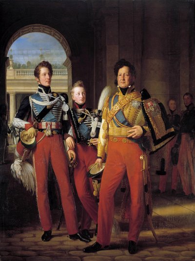 Louis-Philippe I (1773-1850), Hussards Albay-General olarak üniformalı Orleans Dükü ve oğulları: Chartres Dükü ve Nemours Dükü Louis Hersent