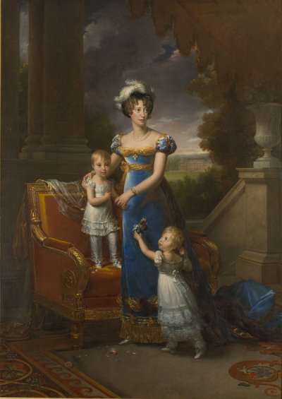 Berry Düşesi, çocukları Louise Marie Thérèse dArtois ve Henri dArtois ile birlikte, 1822 by Francois Pascal Simon Gerard