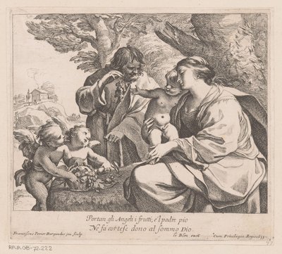 Putti ve üzüm ile kutsal aile Portan gli Angeli i frutti (...) (nesnedeki başlık) by Francois Perrier