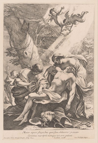 Martelaarschap van de heilige Sebastiaan Büyük şövalye tasarımı bindirmek için keser (...) (nesne üzerindeki başlık) by Francois Perrier