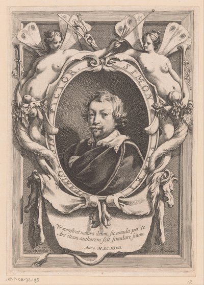 Portret van Simon Vouet Parisli Ressam Simon Vouet (nesne üzerindeki başlık) by Francois Perrier