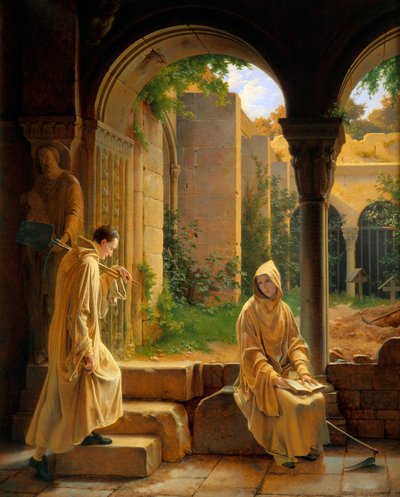 Bir manastırda rahipler. Francois Richard Fleury