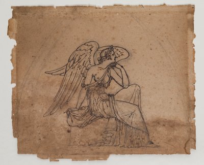 Alegorik Figür, c.1825 (kağıt üzerine mürekkep ve tebeşir) by Francois Rude