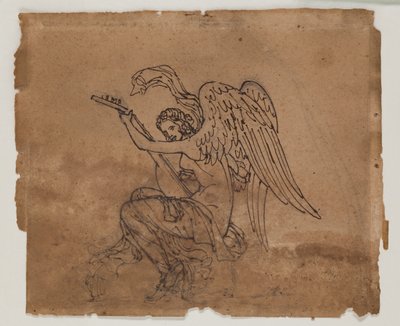 Lavtalı Alegorik Figür, c.1825 (kağıt üzerine mürekkep ve tebeşir) by Francois Rude