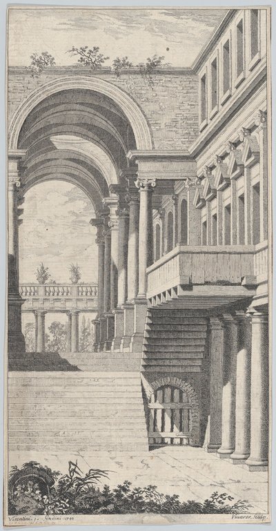 Kemerli Mimari Görünüm, 1740. by Francois Vivares