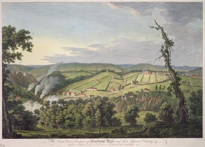 Coalbrookdale South-West Prospect (el renkli gravür) by Francois Vivares
