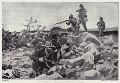 Boers, Belmont'ta Koruma Muhafızları (lito) tarafından bir tepede şaşırttı by Frank (after) Dadd