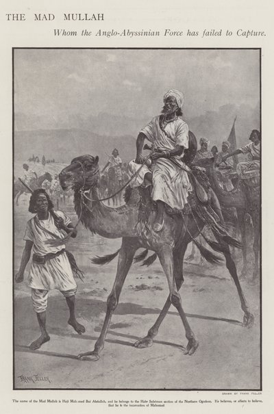 Muhammed Abdullah Hassan, "Deli Molla", Somali dini ve askeri lideri (lito) by Frank (after) Feller