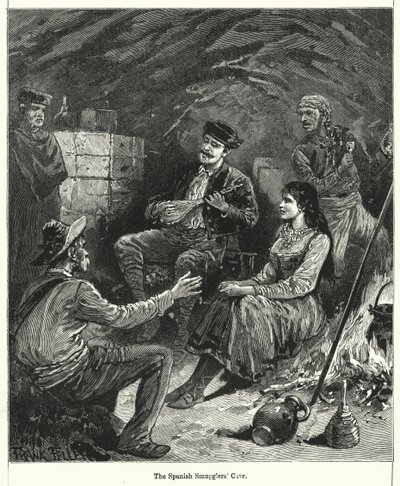 İspanyol Kaçakçıları Mağarası (gravür) by Frank (after) Feller