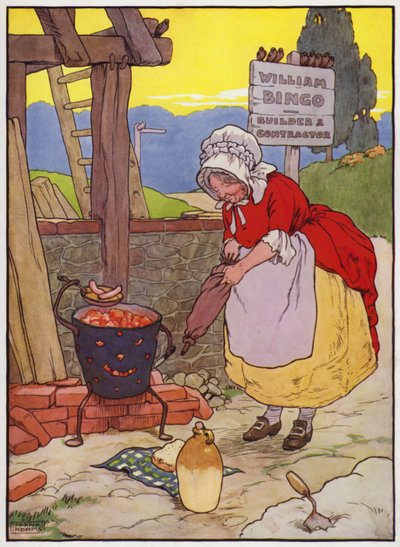 Yaşlı Kadın Trot ve Domuzu için İllüstrasyon (renkli taş) by Frank Adams
