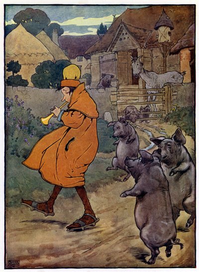 Piper'ın Oğlu Tom'un Hikayesi için İllüstrasyon (renkli taş) by Frank Adams