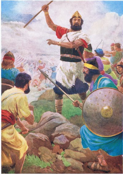Saul krallığını Thomas Nelson tarafından yayınlanan Kutsal Kitap Resimli Kitaptan kazanıyor, 1950 dolayları by Frank Adams
