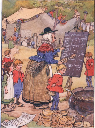 The old woman who lived in a shoe (colour litho) by Frank Adams