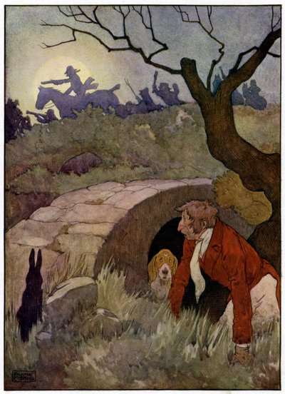 Üç Neşeli Avcı (renkli taş baskı) by Frank Adams