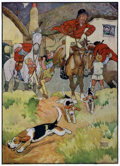 Üç Neşeli Avcı (renkli taş baskı) by Frank Adams