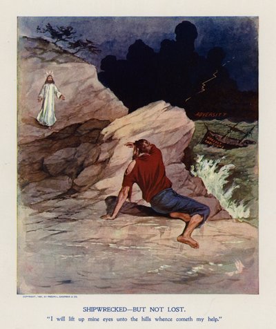 Gemi enkazı, ama kayıp değil (renkli taş baskı) by Frank Beard