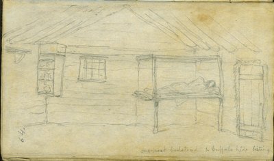 Tek direkli karyola ve bufalo postu, 1851 by Frank Blackwell Mayer