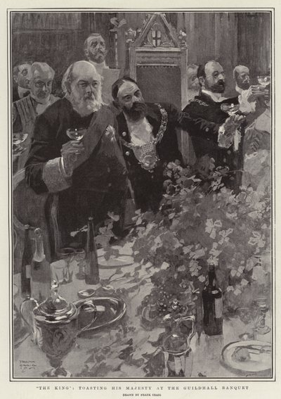 Kral, Guildhall Ziyafetinde Majestelerini İçerken by Frank Craig