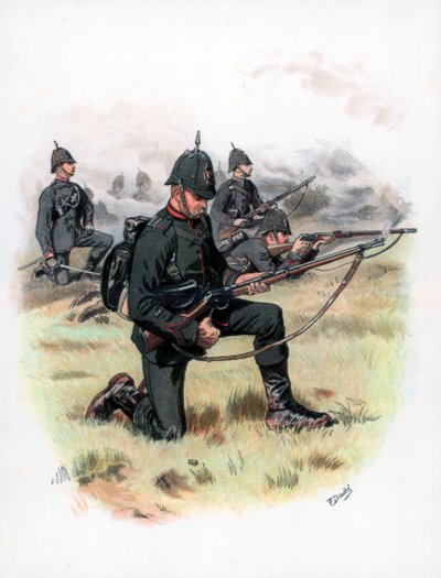 Yürüyüş Düzeni, Kings Kraliyet Tüfek Kolordusu eskiden 60. Tüfekler, 1889. by Frank Dadd