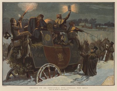 Noel Arifesinde Kar Yağdı, Yardım Çağrısı (chromolitho) by Frank Dadd