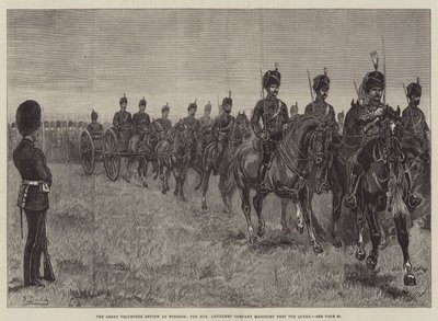 Windsor'daki Büyük Gönüllü İncelemesi, Kraliçe'nin yanından geçen Onurlu Topçu Bölüğü by Frank Dadd