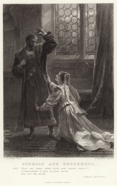 Othello ve Desdemona, Othello, Perde IV, Sc 2 by Frank Dicksee