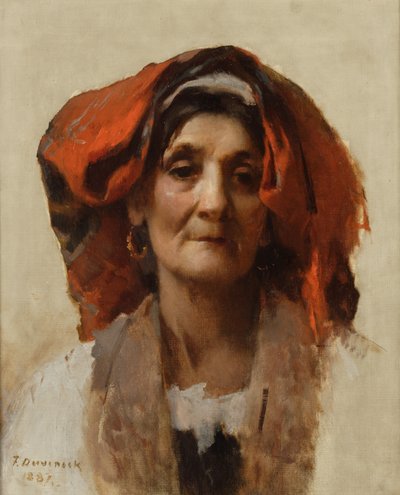 Bir İtalyan Kadının Başı, 1887 by Frank Duveneck