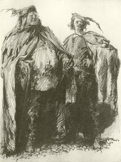Sir John Falstaff ve Tabanca (gravür) by Frank Gillett