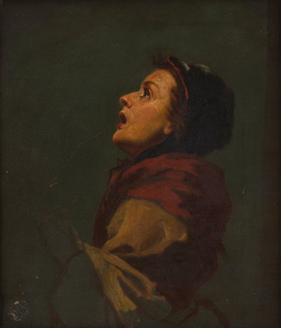 Gökyüzüne Bakan Bir Kadın Çalışması (tuval üzerine yağlı boya) by Frank Holl
