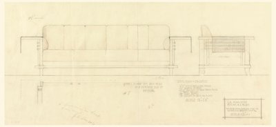 Oturma Odası Davenport, Henry J. Allen Residence, Wichita, Kansas by Frank Lloyd Wright